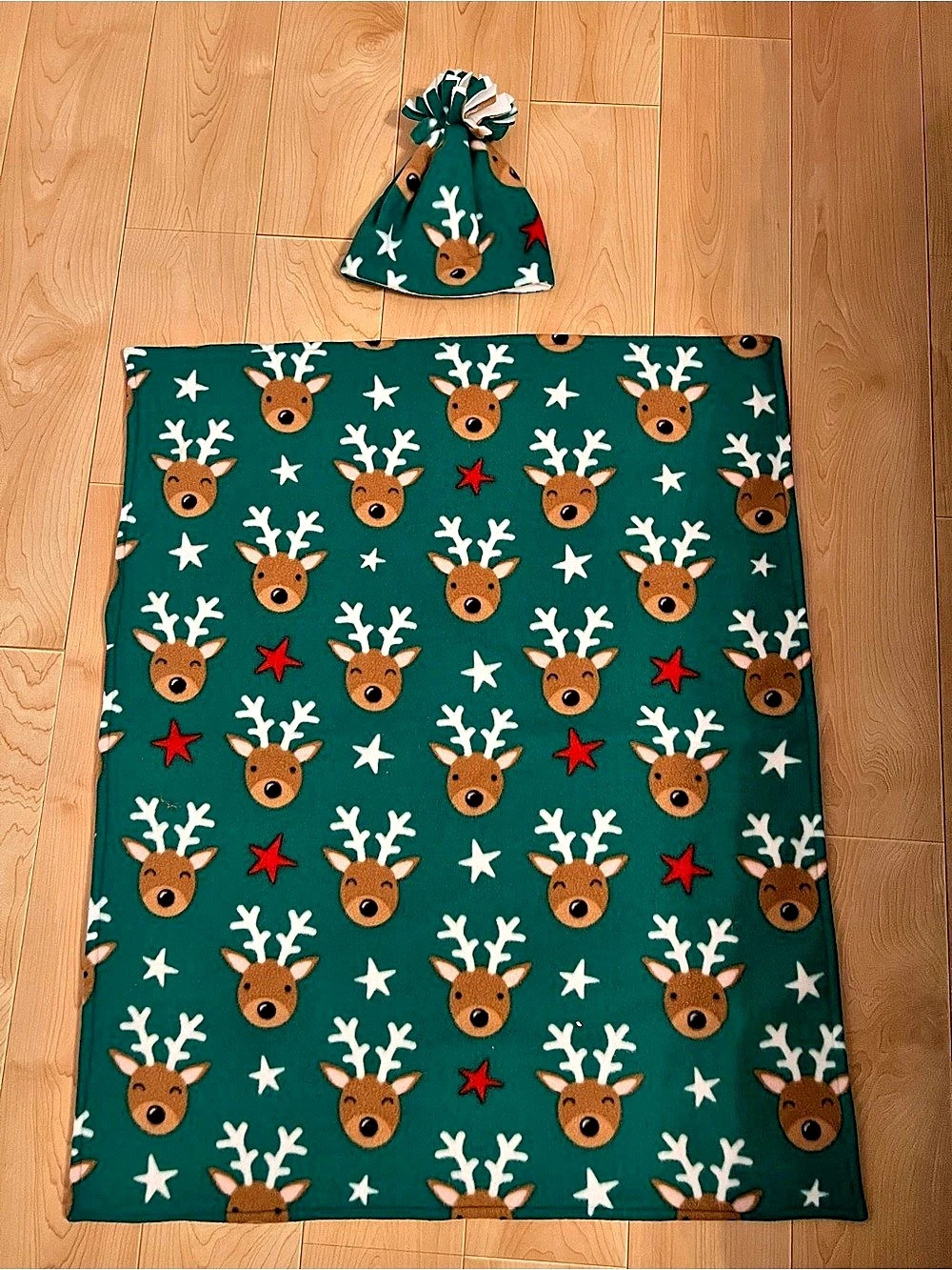 Reindeer Holiday Baby Blanket with Hat
